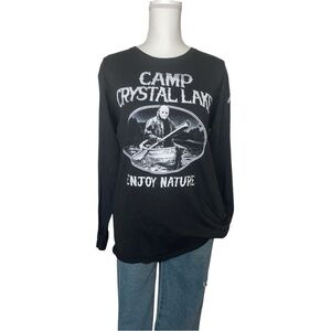 Friday the 13th “Camp Crystal Lake” Black Graphic Long Sleeve Tee Size M